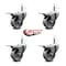 Service Caster Semi Steel Swvl Grip Ring Caster Set 4 w/3'' Wheel&7/16'' Stem-4 Swvl w/TTL BRK, 4PK SCC-GRTTL20S314-SSS-716138-4 - alternate 4